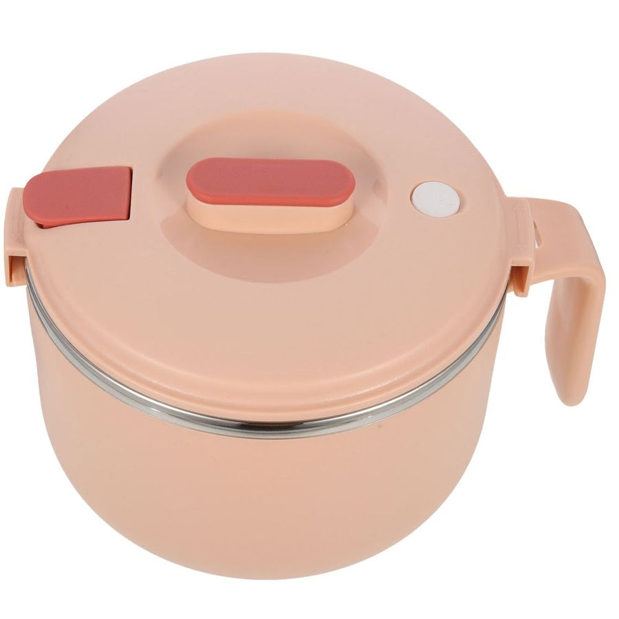 Insulated Pink Stainless Steel Noodle Bowl with Handle, Microwave Safe