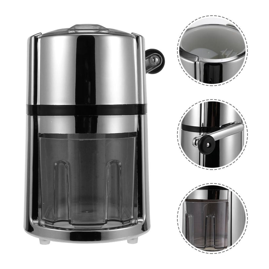 Household Ice Crusher Manual Stainless Steel ABS for Kitchen Use Plated Silver