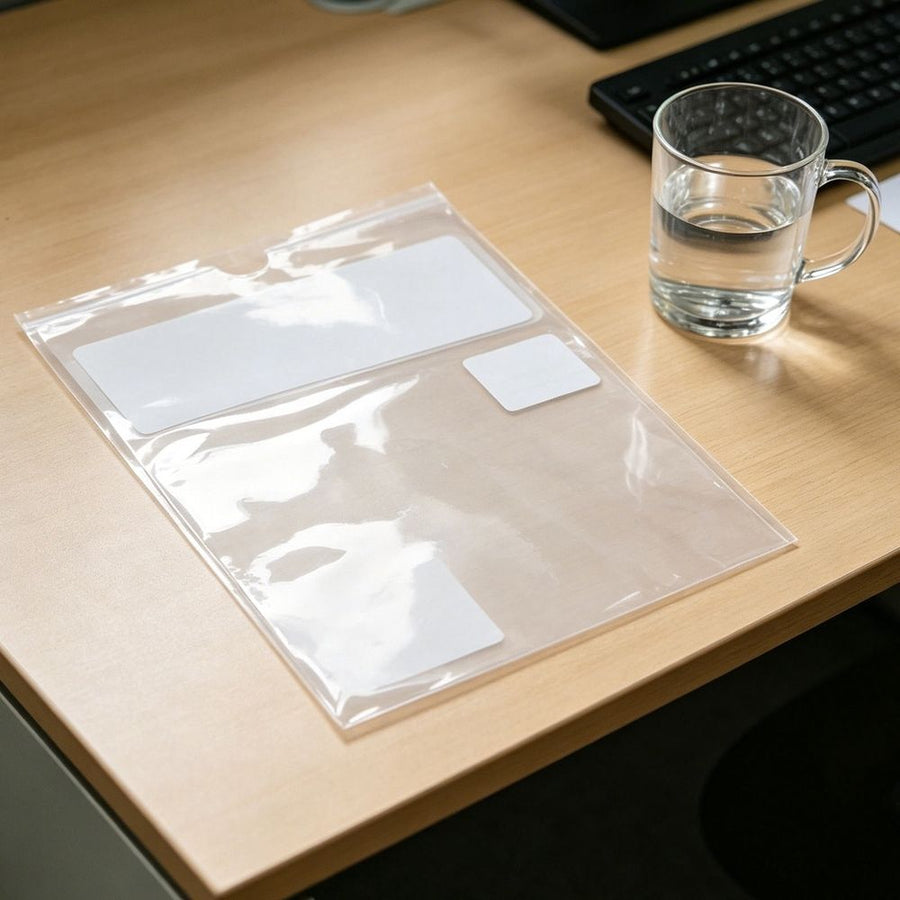 10Pcs Peel and Stick Clear Adhesive Display Pockets for Wall and Desk Waterproof Sheet Protectors