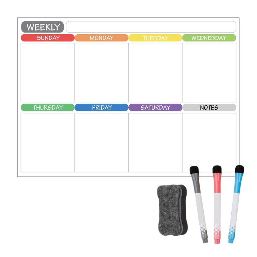 Fridge Calendar Magnetic Dry Erasable Whiteboard for Refrigerator Planner, Reusable Weekly Planner With Eraser Markers, 16.5'x11.8'