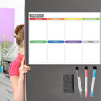 Fridge Calendar Magnetic Dry Erasable Whiteboard for Refrigerator Planner, Reusable Weekly Planner With Eraser Markers, 16.5'x11.8'