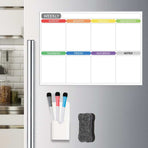 Fridge Calendar Magnetic Dry Erasable Whiteboard for Refrigerator Planner, Reusable Weekly Planner With Eraser Markers, 16.5'x11.8'