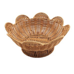 Small Round Rattan Weaving Fruit Basket, 12.2' Woven Wicker Bowl, Multi-Functional Tabletop Storage Basket for Kitchen Counter Key Storage and Snack Display