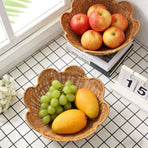 Small Round Rattan Weaving Fruit Basket, 12.2' Woven Wicker Bowl, Multi-Functional Tabletop Storage Basket for Kitchen Counter Key Storage and Snack Display