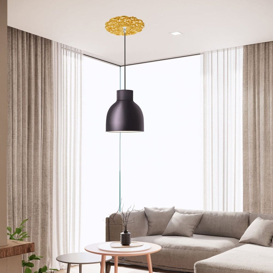 Decorative Ceiling Fan Medallion in Golden Plastic for Elegant Lighting