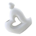 Ceramic Heart Vase White Flower Container for Desk Decoration