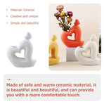 Ceramic Heart Vase White Flower Container for Desk Decoration