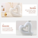 Ceramic Heart Vase White Flower Container for Desk Decoration