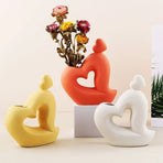 Ceramic Heart Vase White Flower Container for Desk Decoration