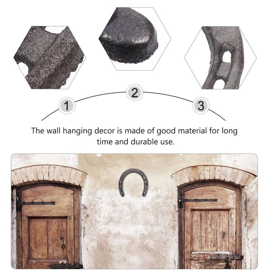 Western Style Horseshoe Metal Wall Decor - Cast Iron Horseshoe Plaque with Racing Theme, Rustic Horseshoe Cutouts for Home Decoration