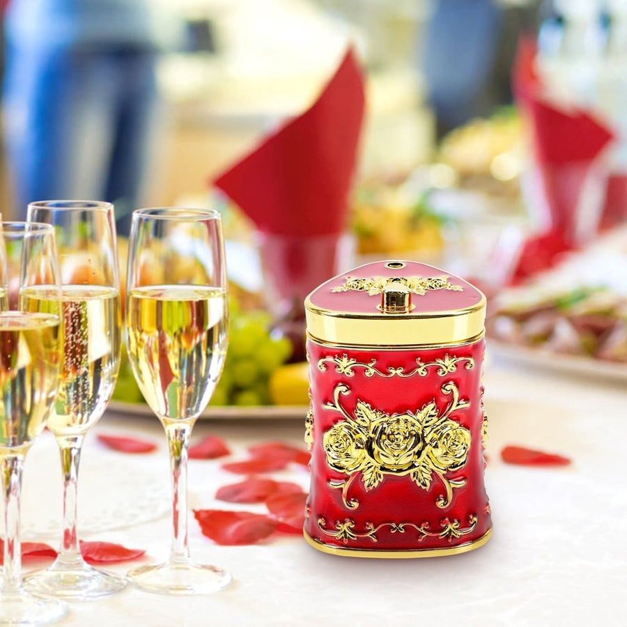 Red Toothpick Holder Jar with Embossed Floral Design, Decorative and Practical for Home, Kitchen, and Restaurant Use