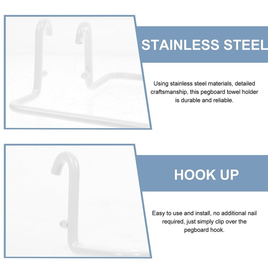 White Stainless Steel Pegboard Paper Towel Holder Rack for Workbench and Garage Organization