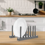 Plastic Dish Drainer with Cutlery Organizer for Kitchen Cabinet Storage and Countertop Use