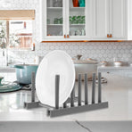 Plastic Dish Drainer with Cutlery Organizer for Kitchen Cabinet Storage and Countertop Use