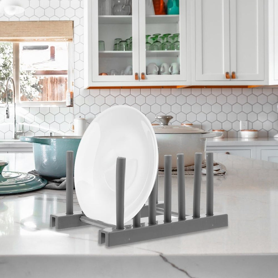 Plastic Dish Drainer with Cutlery Organizer for Kitchen Cabinet Storage and Countertop Use