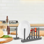 Plastic Dish Drainer with Cutlery Organizer for Kitchen Cabinet Storage and Countertop Use