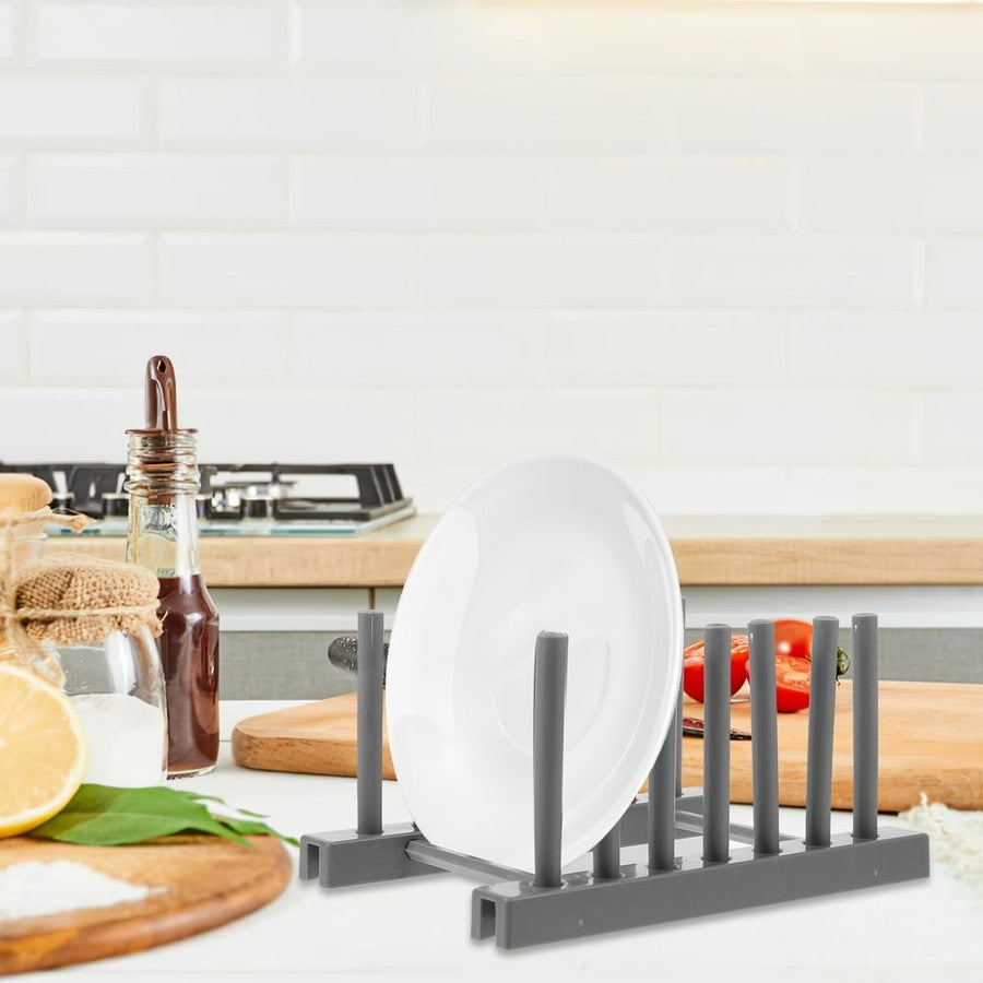 Plastic Dish Drainer with Cutlery Organizer for Kitchen Cabinet Storage and Countertop Use