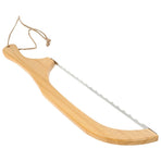 Khaki Bread Slicer with Ergonomic Wooden Handle for Kitchen and Sourdough Bread Cutting