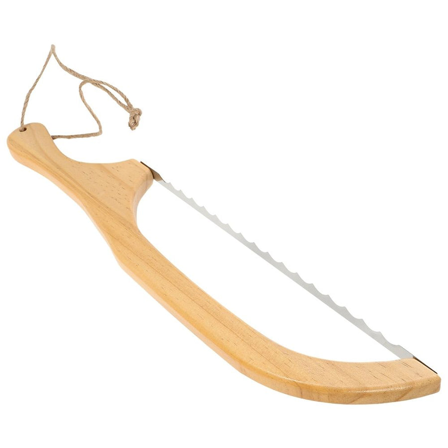 Khaki Bread Slicer with Ergonomic Wooden Handle for Kitchen and Sourdough Bread Cutting