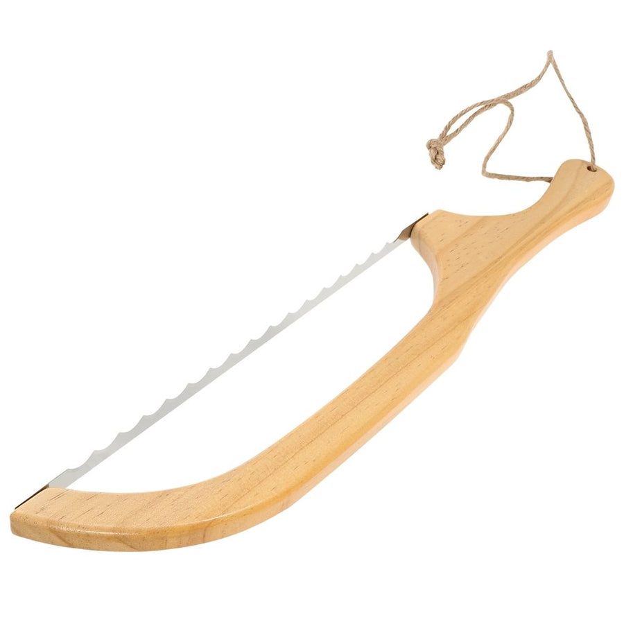 Khaki Bread Slicer with Ergonomic Wooden Handle for Kitchen and Sourdough Bread Cutting