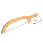 Khaki Bread Slicer with Ergonomic Wooden Handle for Kitchen and Sourdough Bread Cutting