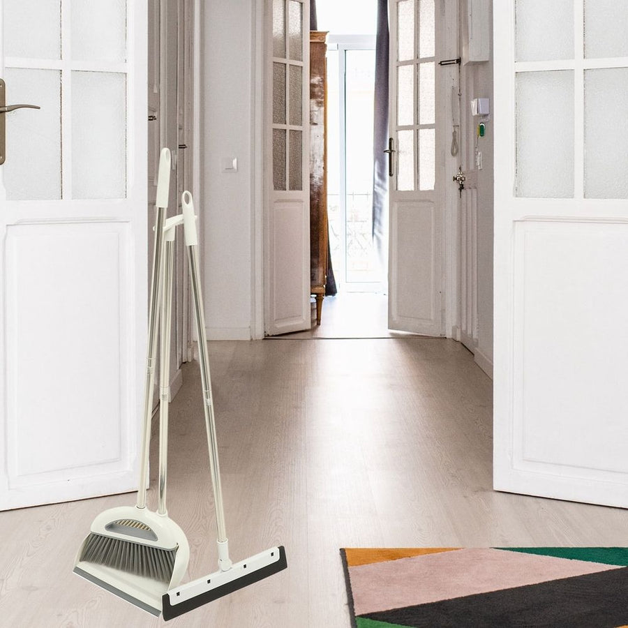 Metal Handle Broom and Dustpan Set with Ergonomic Grip for Cleaning, and Lightweight Design