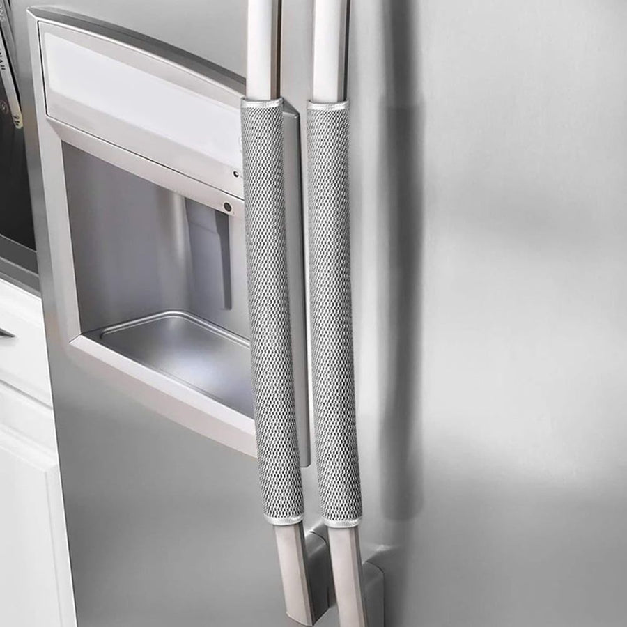 Refrigerator Handle Cover Light Grey Cloth Washable  2Pcs