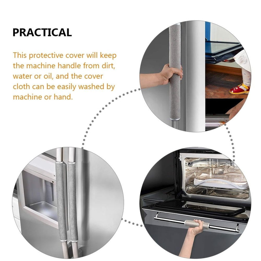 Refrigerator Handle Cover Light Grey Cloth Washable  2Pcs