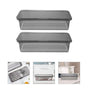 3-Piece Grey Plastic Spoon and Chopstick Organizer Tray with Lid for Kitchen Drawer Storage and Organization