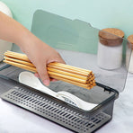 3-Piece Grey Plastic Spoon and Chopstick Organizer Tray with Lid for Kitchen Drawer Storage and Organization
