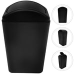 Thicken Black Plastic Flip Lid Trash Bin for Bathroom and Office Use