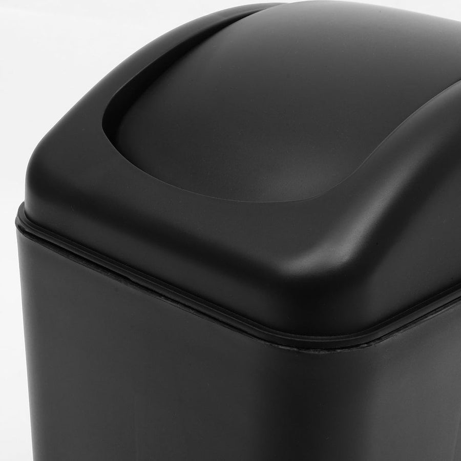Thicken Black Plastic Flip Lid Trash Bin for Bathroom and Office Use