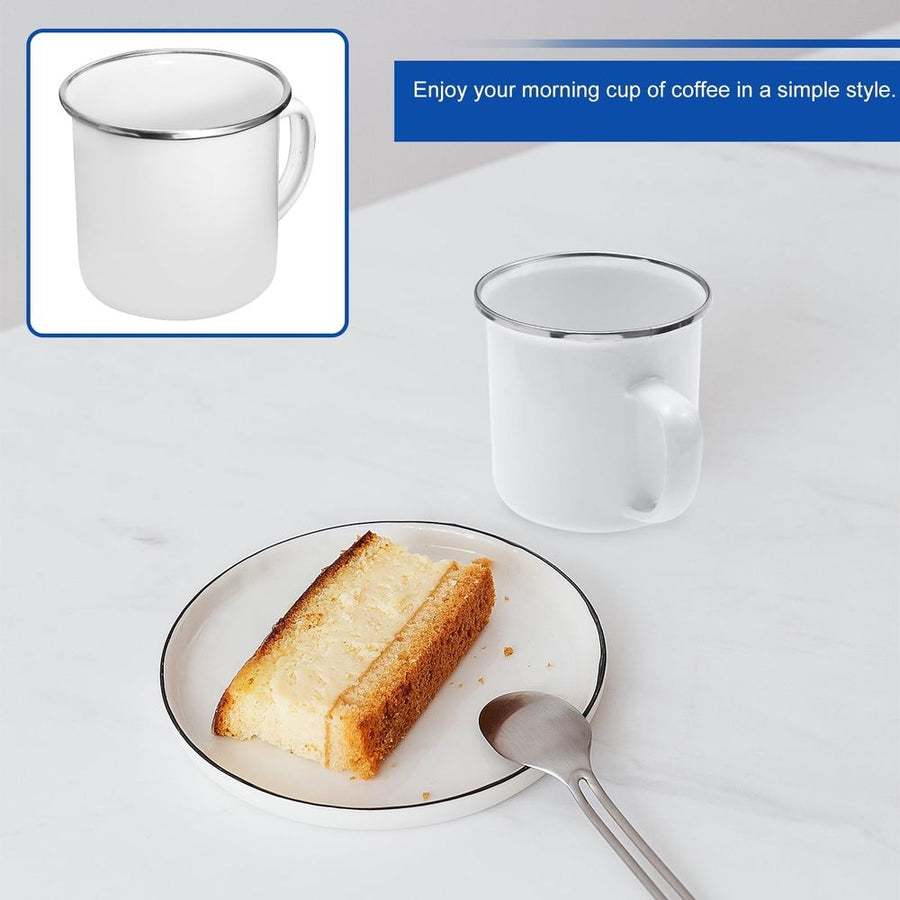 1Pc White Enamel Tea Cup Multifunctional Water Coffee Drink Cup