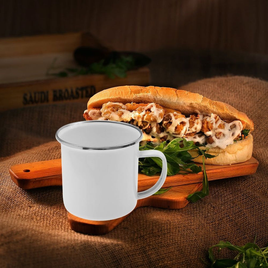 1Pc White Enamel Tea Cup Multifunctional Water Coffee Drink Cup