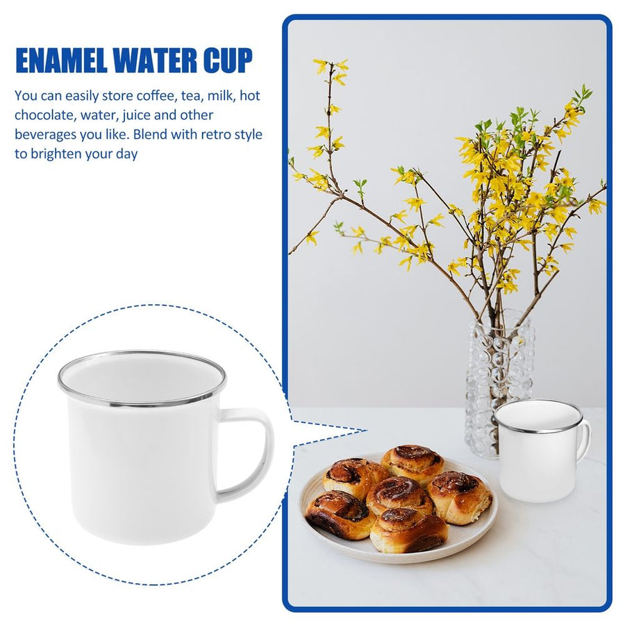 1Pc White Enamel Tea Cup Multifunctional Water Coffee Drink Cup
