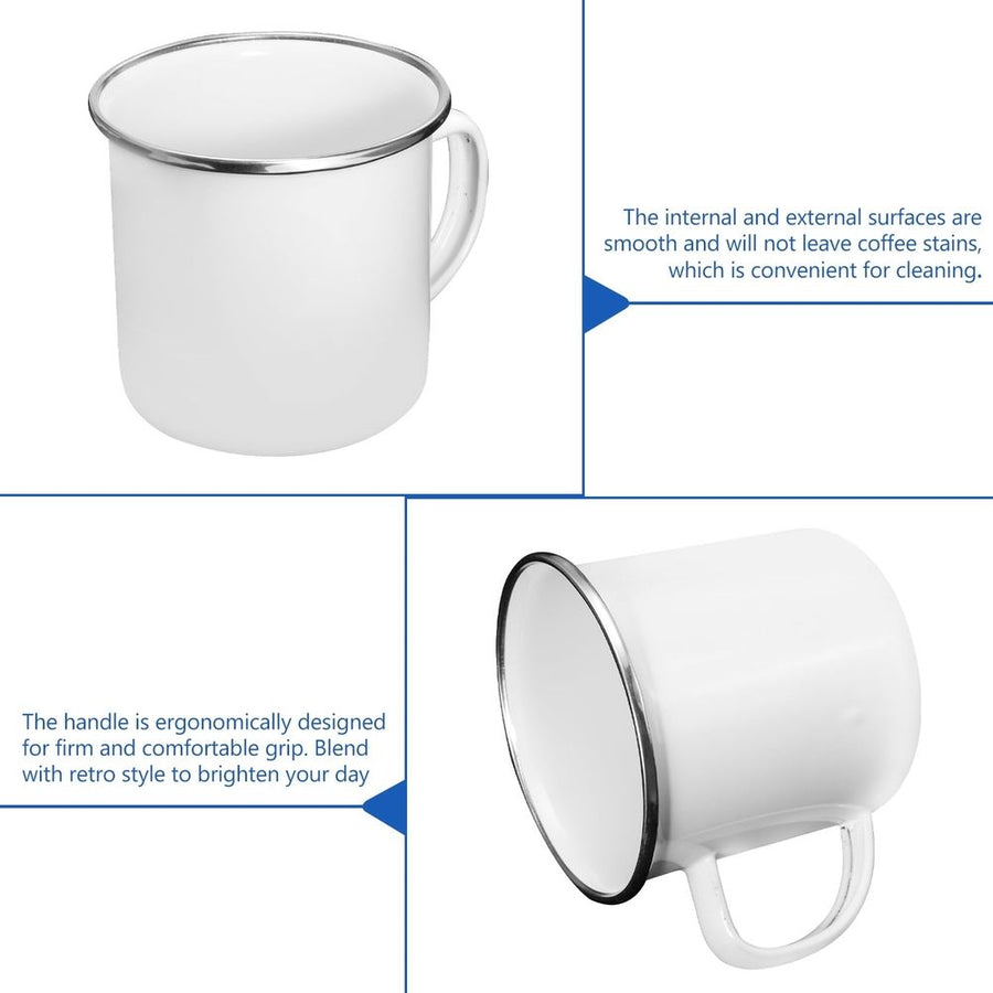 1Pc White Enamel Tea Cup Multifunctional Water Coffee Drink Cup
