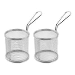 2Pcs Household Frying Basket with Easy Carry Stainless Steel Handle