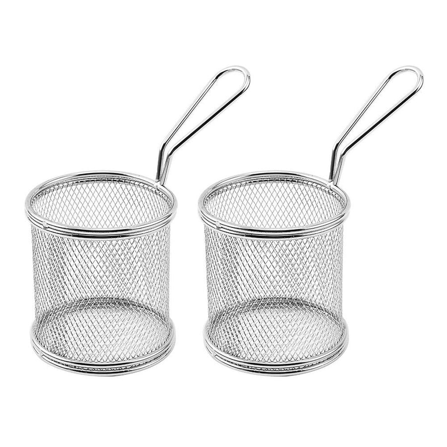 2Pcs Household Frying Basket with Easy Carry Stainless Steel Handle