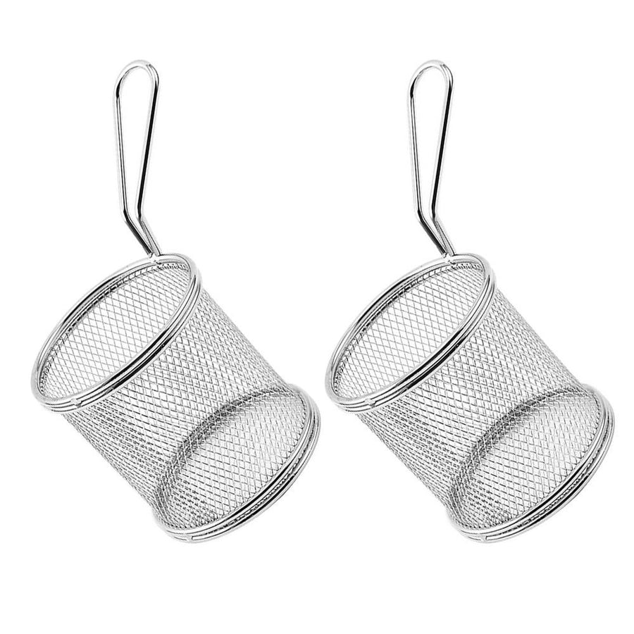 2Pcs Household Frying Basket with Easy Carry Stainless Steel Handle
