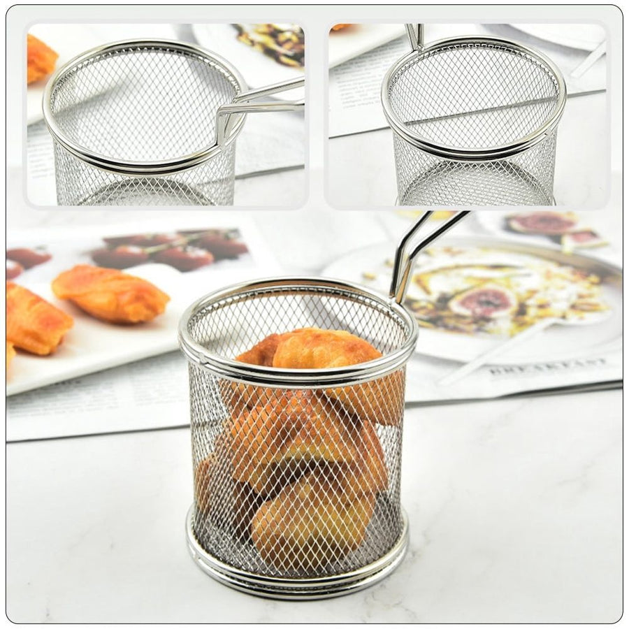 2Pcs Household Frying Basket with Easy Carry Stainless Steel Handle