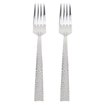 Hammered Forks Plated Silver Stainless Steel Easy Grip Home Use 2Pcs