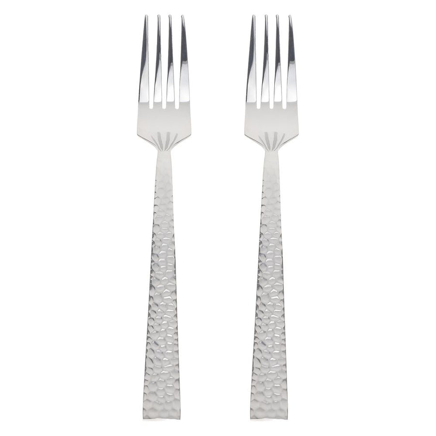 Hammered Forks Plated Silver Stainless Steel Easy Grip Home Use 2Pcs
