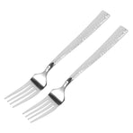 Hammered Forks Plated Silver Stainless Steel Easy Grip Home Use 2Pcs