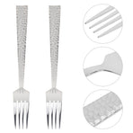Hammered Forks Plated Silver Stainless Steel Easy Grip Home Use 2Pcs