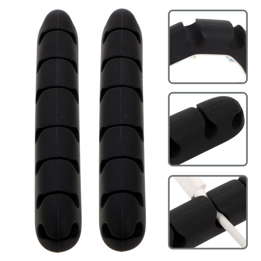 Adhesive Cable Clips Black Silicone Cord Keeper for Decor USB Cord Organizer 2Pcs