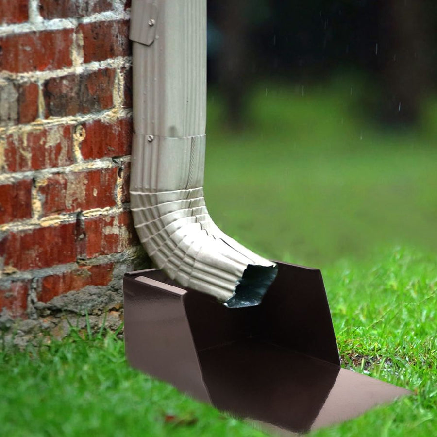 Durable Metal Gutter Splash Block, Coffee, Easy Installation for Outdoor Floor Protection