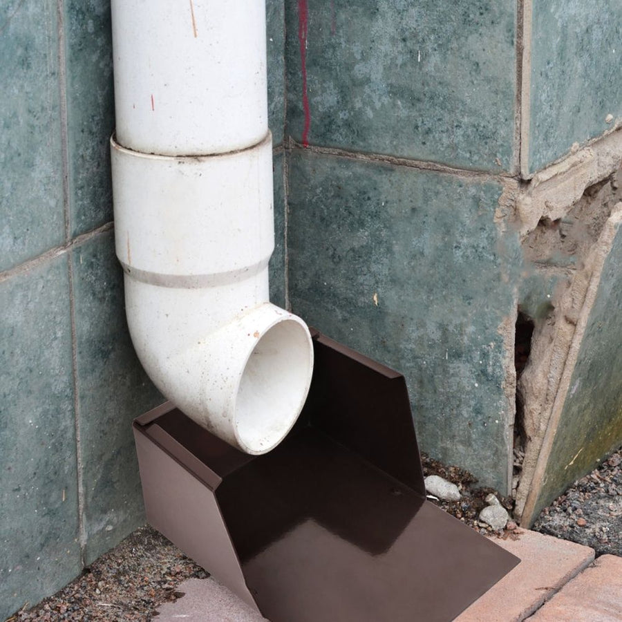 Durable Metal Gutter Splash Block, Coffee, Easy Installation for Outdoor Floor Protection