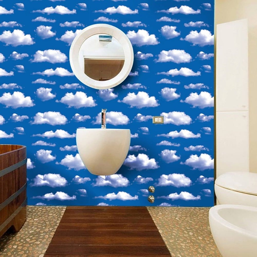 Natural Sky Peel and Stick Wallpaper, DIY Wall Sticker Panels Decal, Blue Sky Clouds Pattern,Vinyl Contact Paper for Kitchen,Wall Art,Crafts and Decor, Removable and Waterproof,Easy to Apply