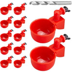 Chicken Waterer, 12-Pack Plastic Chicken Water Cups with 3/8-inch Threaded Drill