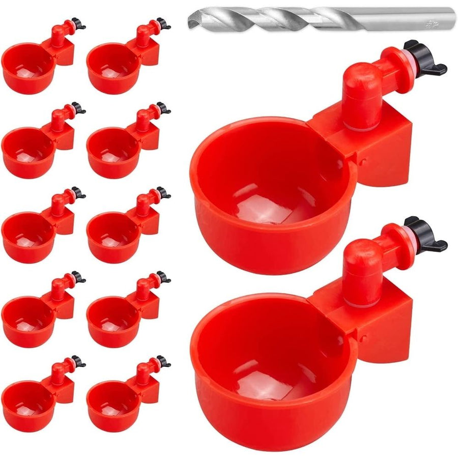 Chicken Waterer, 12-Pack Plastic Chicken Water Cups with 3/8-inch Threaded Drill